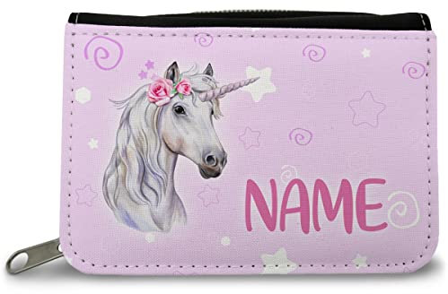 GRAVURZEILE Bedruckte Geldbörse - Einhorn Design - Personalisiert mit Name - Geschenk für Kinder & Teenager für Taschengeld Fahrkarte - für Jungen Mädchen Schüler zum Geburtstag Einschulung