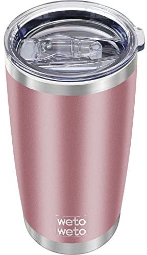 WETOWETO 20oz Insulated Stainless Steel Tumbler, Double Wall Vacuum Travel Coffee Mug, Powder Coated Tumbler Cup (Rose Gold,1)