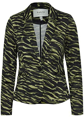 b.young BYRIZETTA AOP Blazer Damen Blazer Kurzblazer Jacke mit Stretch und Muster leicht tailliert, Größe:42, Farbe:Rifle Green Mix (201377)