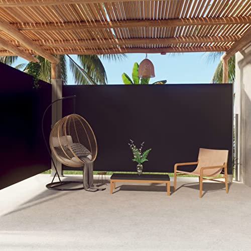 ZEYUAN Seitenmarkise Ausziehbar, Windschutz, Seitenmarkise, Sichtschutz Ausziehbar, Seitenwandmarkiese, Schwarz 200x600 cm