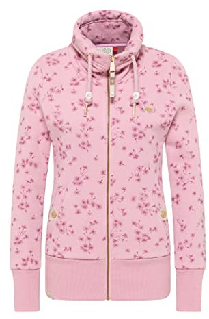 Ragwear Rylie BLUETE Zip Damen Frauen Sweatjacke,Sweatshirt mit Reißverschluss,Zip Hoodie,Stehkragen,Rosa,M