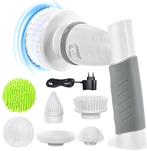 OSDUE Elektrische Reinigungsbürste, Electric Spin Scrubber, Kabelloser Hand-Duschwäscher mit 4 Austauschbare Bürstenköpfe, für die Reinigung von Badezimmern, Wannen, Böden, Fliesen und zu Hause