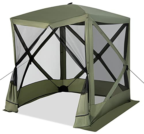 Tangkula Pop-Up-Pavillon mit Netz, tragbares Sichtschutzzelt mit 4-seitigen Netzwänden, 2 Sonnenschutztüchern, UV 50+, sofortiger Überdachung mit Tragetasche, für Camping, Rasen, Hinterhof, 2,5 x 1,8