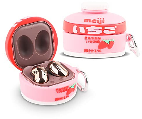 XMBYGY Silicone Earbuds Case Cover with Keychain for Samsung Galaxy Buds Pro Models (2020-2022) (StrawberryBottle)