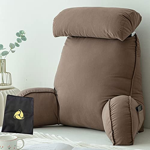 KKAIRA Lesekissen,Rückenkissen mit armlehnen,mit Abnehmbarer Nackenrolle & waschbarem Bezug,Lesen oder Spielen auf dem Bett/Sofa/Boden 75 * 40 * 58CM(with headrest)