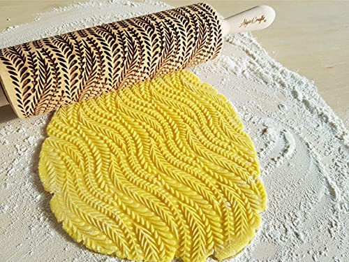 RIVIÈRE Rouleaux à Pâtisserie Gravé | Rouleau Pâtisserie en Relief Pour DIY Faire | Pour la Décoration de Biscuits | Rouleau à Pâtisserie en Relief en Bois avec Embossage par Algis Crafts