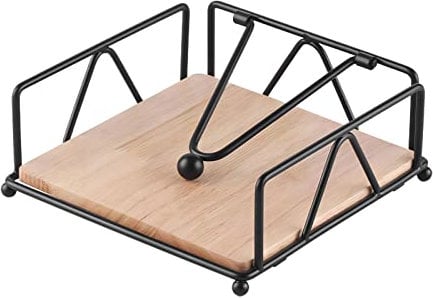 Fourmor Elegante portatovaglioli piatto con braccio dispenser - Per tavolo, cucina, piano di lavoro e tavolo da esterno - Portatovaglioli Portatovaglioli da tavola quadrati scozzesi in metallo