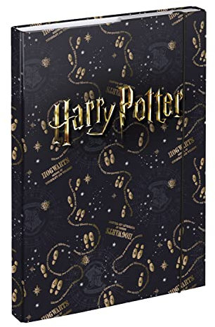Baagl Heftbox für Schulranzen A4 - Sammelmappe für Kinder mit Gummiband und Innenklappen - Heftmappe, Sammelbox mit Gummizug für Jungen (Harry Potter Karte des Rumtreibers)