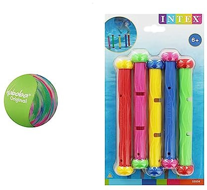 Waboba Original Water Bouncing Ball - Pool Games for Kids & Adults, Outdoor Fun - 55 mm & Intex Summer Fun Swimming Pool Dive Sticks - 55504