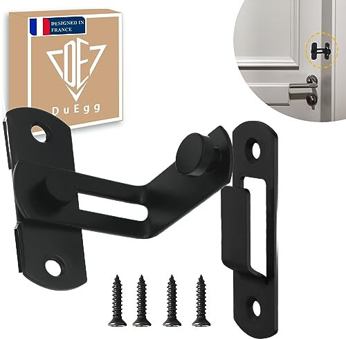 DuEgg 90° Chiavistello per Porta in Legno, Chiusura Porta, Metallo Nero Chiavistello, Antifurto Chivistello Porta Adatto per Porte, Finestre e Ante Scorrevoli di Armadi