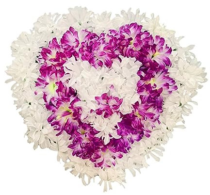 Arrangements de Fleurs Funéraires en Soie Artificielle Hrysanthème Guirlande D'hortensia en Forme de Coeur Couronne Commémorative Hommage pour Tombe Sacrificielle(#5)