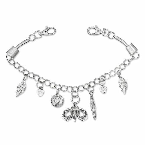 lordies Oktoberfest Charivari Edelweiss Trachten Hosenkette Dirndlkette Feder Münze Herz Silber