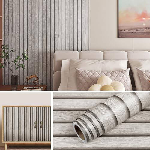 Livelynine Peel and Stick Wood Slat Wallpaper 3D Wood Effect Vinyl Self Adhesive 40CMx5M Wooden Panel Wallpaper for Bedroom Living Room Bathroom Wall Paper Sticky Back Plastic Wooden Effect Beige
