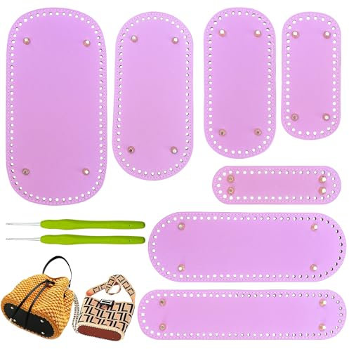 Yayatty 7 Pz Basi per Borse in Pelle all'Uncinetto Basi Rosa per Borse Ovali con 2 Uncinetto per Fai da Te Borse, Borse all'Uncinetto, Borsa Tote, Secchio Borsa