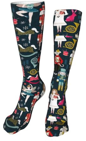 Unicorns On Colorful Stripes Funny Socks for Unisex for Men&Women, Fun Casual Dress Socks,Winter Warm Socks, Women_s Nutcracker Ballet Xmas Dance, One size