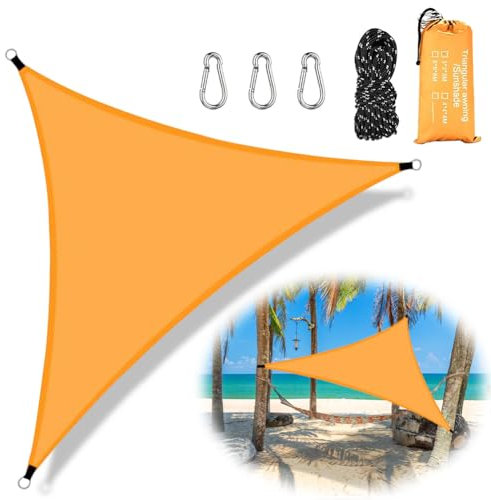RANJIMA Toldo Vela Triangular, 3x3x3 m Vela Sombra Triangular, Toldo Vela de Sombra Triangular Impermeable a Prueba de Viento protección UV para Exterior,Terraza,Patio,Jardín,Césped,Balcón,Camping