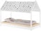 Erst-Holz Weißes Hausbett mit Sternenhimmel 90x200 Kiefer weiß Kinderbett niedrig V-60.79W-09, Ausstattung:ohne Zubehör