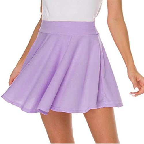 DRESHOW Mini Gonna a Pieghe Casual Svasata Elastica di Base per Donna e Ragazze