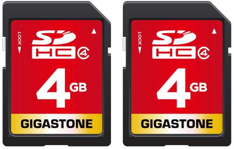 GIGASTONE Scheda di memoria SDHC da 4 GB, confezione da 2 schede, Premium Series, ad alta velocità, compatibile con foto, video, musica, file vocali, videocamera, PC, classe 4, con 2 mini custodie
