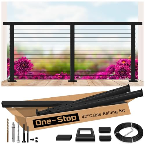 Zylorix 4ft-8ft Modular 42in Cable Railing System for Deck with Handrail