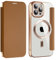 Cover per iPhone 12 Pro Max Compatibile con MagSafe Custodia Trasparente Magnetica Pelle Portafoglio a Libro Slot Schede Magnetica Supporto Flip Case per iPhone 12 Pro Max Marrone