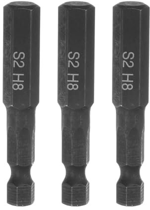 sourcing map 3Pcs 8mm Magnetic Impact Hex Head Wrench Drill Bit Metric 1/4 Hex Shank S2 Steel 2 Long for Power Drills Impact Drivers, Black