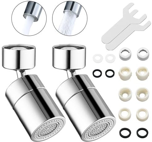 RAFIYU 2 Pack Faucet Aerator, 360°Swivel Kitchen Tap Spray Head, Generic Kitchen Sink Tap Aerator with 2 Spray Modes, M22/M24 Water Saving Filter Tap Aerator for Kitchen Bathroom, Replacement Tap Head