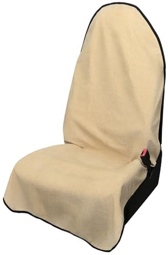 Leader Accessories universeller Autoschonbezug weicher Kord Sitzauflage 3-lagige 100% wasserdicht Autositzbezug als Überwurf rutschfest Schutzbezug Fahrersitz Beifahrersitz Vordersitz Beige
