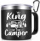 Qtencas Campinggeschenke für Wohnmobil-Besitzer, King of the Camper, isolierter Edelstahlbecher, Wohnmobil-Tasse für Outdoor, Camping, Picknick, Geburtstag, Weihnachten, Geschenke für Männer, Vater,