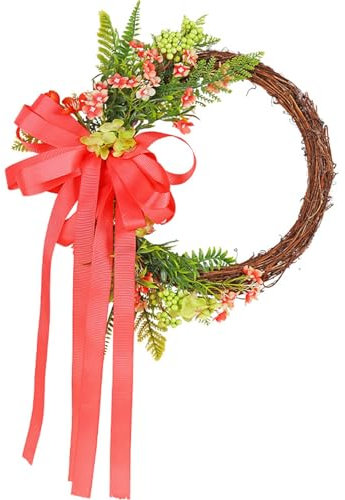 MEAKTSMI Zarter Blumenkranz mit Blumenband verleiht Ihrem Raum Charme mit diesem zarten Blumenkranz zum Aufhängen