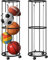GIONAR Vertikales Ballständer - 33x102 cm Ball Aufbewahrungsregal mit 4 Räder -Metall Ballhalter Ballaufbewahrungsorganizer für Volleyball, Basketball, Fußball