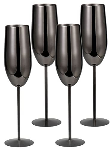 Juego de 4 copas de vino irrompibles de acero inoxidable irrompibles para bebidas frías y calientes