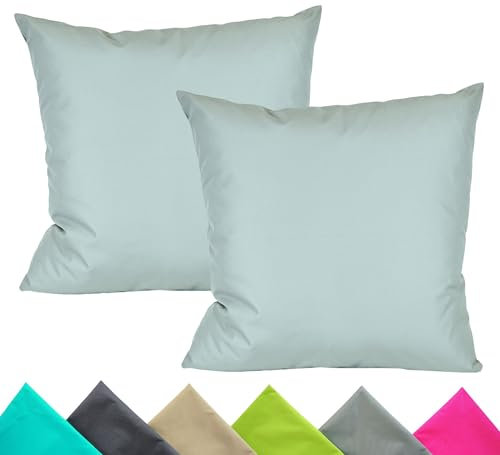 JACK 2er Set 40x40cm Outdoor Kissenhülle Kissenbezug Wasserfest Sitzkissen Lounge Kissen Garten Stuhl Lotus Effekt, Farbe:Silber