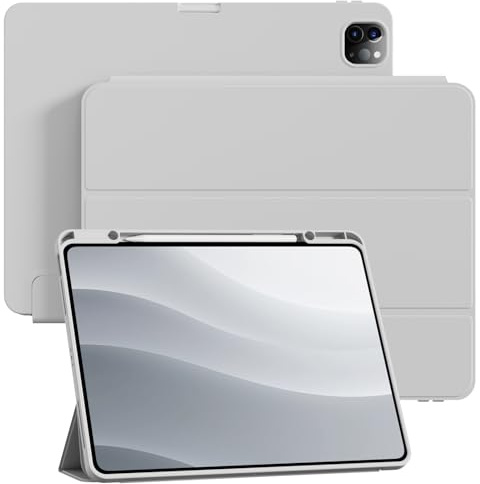 KVTVOU Case for New iPad Air 13 Inch (M3/M2-2025/2024) with Pencil Holder, iPad Pro 12.9 Inch 6th/5th Generation (2022/2021), Slim Stand with Auto Wake/Sleep, Essential Work and Travel, Gray