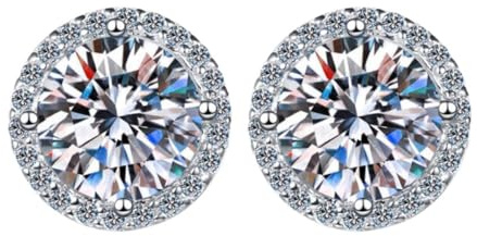 Moissanit-Ohrstecker aus 18 Karat Weißgold für Damen, 0,5/1/2 Karat Diamant-Ohrstecker für Braut, Hochzeit, Gast, Jahrestag, Labor, Diamantschmuck für Ehefrau, one, Sterling Silber, Moissanit