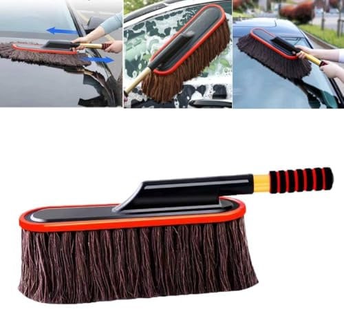 Car Duster - Duster Brush,Cotton Thread Wax Mop Car Duster Exterior Scratch Free,Extendable Car Cleaning Brush with Adjustable Handle,Soft Microfiber Detailing Brush for Truck,SUV,Vehicles Home