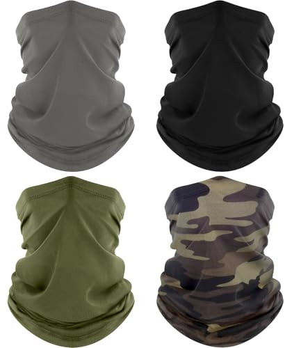 ROXUN 4 Pack Multifunctional Headwear, UV Protection Neck Gaiter Snoods | Stretch Moisture Wicking, UPF 50, Wind Dust Shield, Unsiex, 95% Polyester 5% Spandex