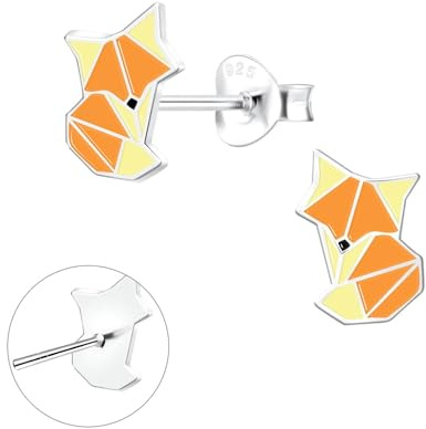 Monkimau Mädchen Ohrringe Fuchs | Ohrstecker aus 925 Sterling Silber | Kinderohrringe hypoallergen