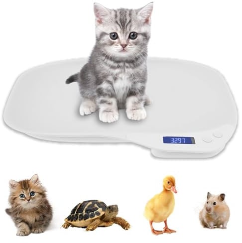 Tierwaage 15 Kg Hundewaage mit LCD Bildschirm g/ml/oz/lb Silikon Antirutschmatte Tierwaage für Katzen Hunde für Übergewichtige Kleintiere Kuchen Kochen Küchenwiegen Backzutaten