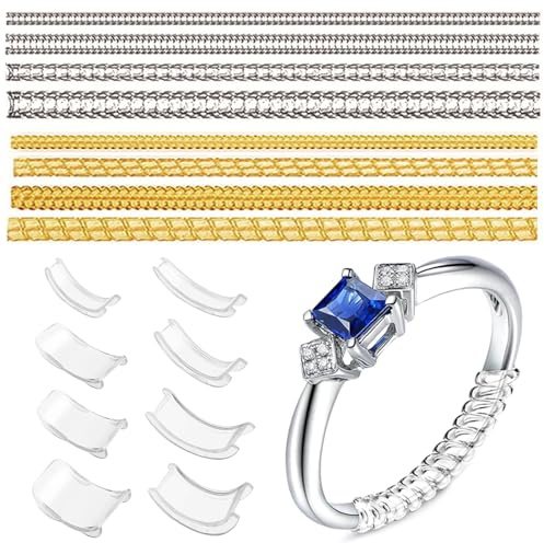HhBdy 16 Stück Ring Adjuster, Ringverkleinerer Unsichtbar Plastik, Ringverkleinerer Transparent, Ring Verkleinern Breit, Ringstopper Spirale für Lose Ringe Männer und Frauen