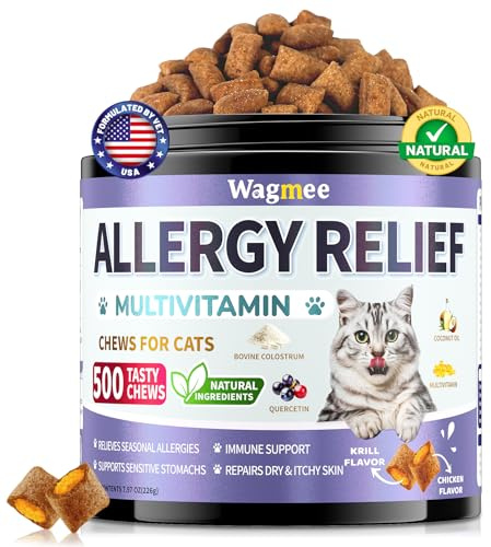Cat Itchy Skin Comfort Chews for Skin & Coat Health - 500 Crunchy & Creamy Texture with Probiotic Blend– Supports Wellbeing, Coat Comfort & Digestive Balance, Chicken Flavour