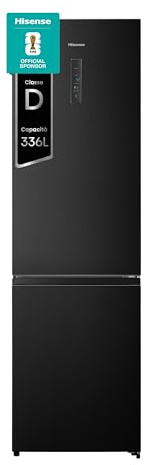 Hisense RB440N4AFD Frigorifero Combinato Total No Frost, Black, Classe D, 336L, 36db, Porta reversibile, Motore Inverter