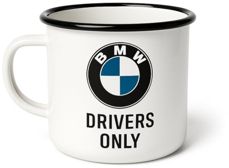 BMW Drivers Only Emaille Kaffee Becher Kaffeetasse Camping Emaille-Becher