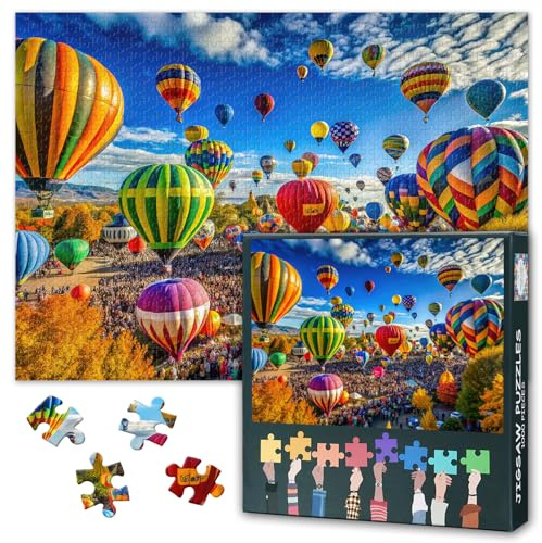 Heißluftballons Im Himmel Jigsaw Puzzles 1000 Stücke Für Erwachsene Schwierige Herausforderung Bunte Heißluftballons Puzzles Geschenke Jigsaw Puzzle Für Familienparty Heimdekoration 50cmx70cm