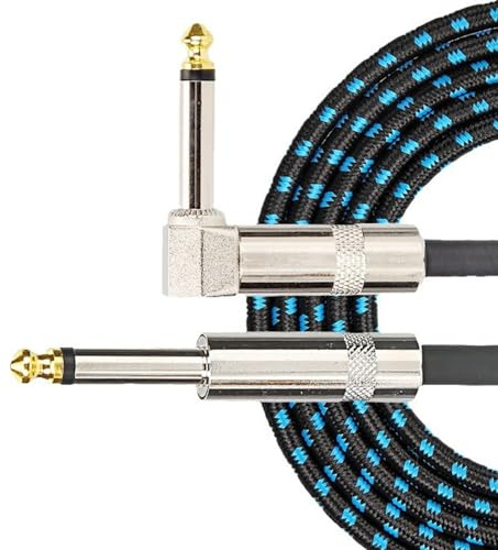 AMISENK Low Noise Guitar to Amplifiers Cord Reinforced Stress Relief Design 6.35mm Plugs for Clear Signals Transfer Audios Cable
