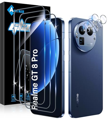 Aerku Verre Trempé pour Realme GT 8 Pro, 3 Pièces Ultra HD Protection Écran et 3 Pièces Caméra Protecteur, 9H Dureté, Sans Bulles Film Protection D'écran, Anti-rayure, Anti-pétrole