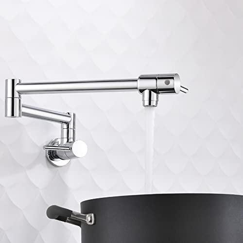 PJKTBEYI Topffüller, Küche, Wandmontage, Küchenherd, Messing, Doppelgelenk, Schwenkarm, Spüle, Wasserhahn, dehnbar, Einzelloch mit Zwei Han