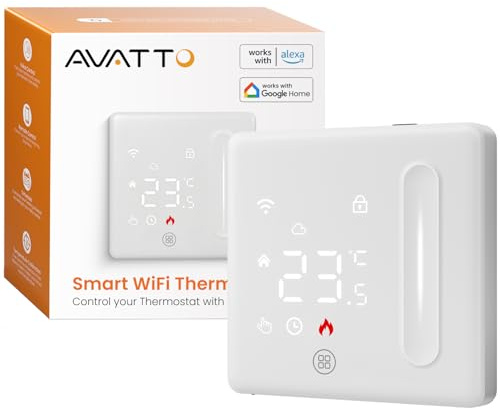 AVATTO Termostato inteligente WiFi para agua y calefacción por suelo radiante, termostato de habitación programable, compatible con Alexa, control por voz de Google Home y control remoto Smart Life