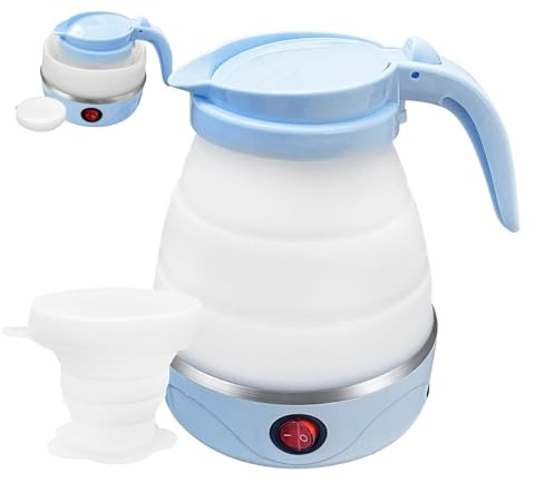 Foldable silicone electric kettle, portable mini kettle, travel, hotel, household small kettle with folding cup