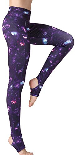 FLYILY Womens Sports Leggings Workout Tights High Waist Stretch Fitness Yoga Pants(PurpleSky,M)